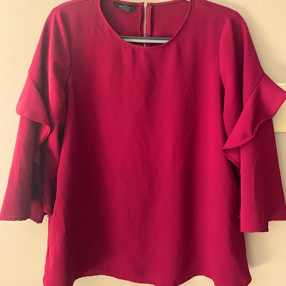 Alfani Ruffled Blouse - Berry-Red